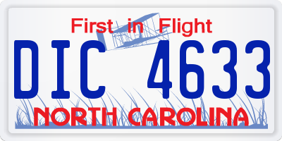 NC license plate DIC4633
