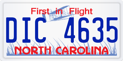 NC license plate DIC4635