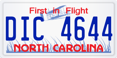 NC license plate DIC4644