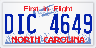 NC license plate DIC4649