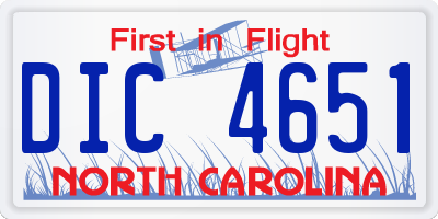 NC license plate DIC4651