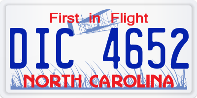 NC license plate DIC4652