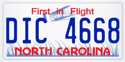 NC license plate DIC4668
