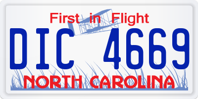 NC license plate DIC4669