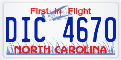 NC license plate DIC4670