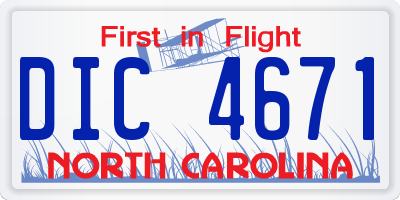 NC license plate DIC4671
