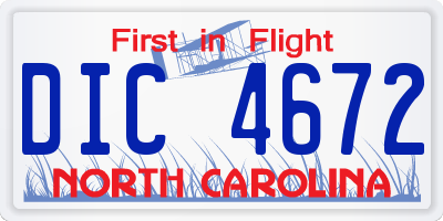 NC license plate DIC4672