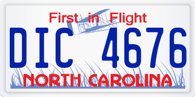NC license plate DIC4676