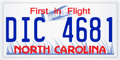 NC license plate DIC4681
