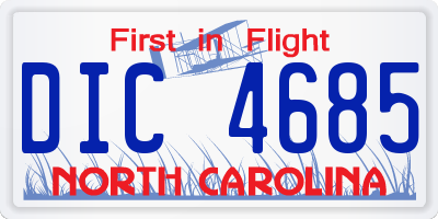 NC license plate DIC4685