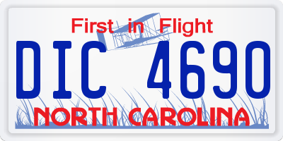 NC license plate DIC4690
