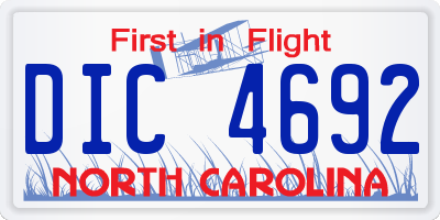 NC license plate DIC4692