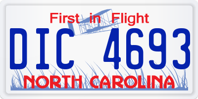 NC license plate DIC4693