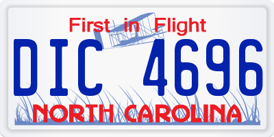 NC license plate DIC4696