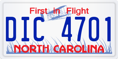 NC license plate DIC4701