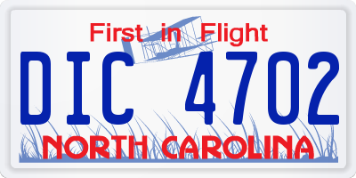 NC license plate DIC4702