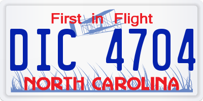 NC license plate DIC4704