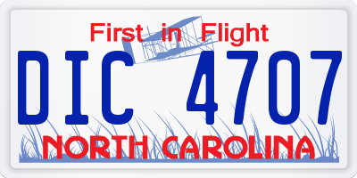 NC license plate DIC4707