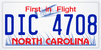 NC license plate DIC4708