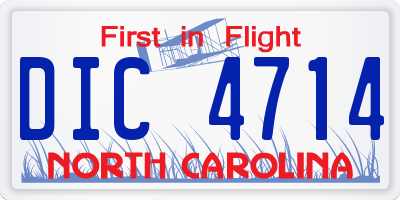 NC license plate DIC4714