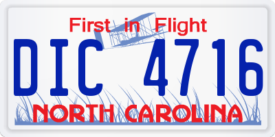 NC license plate DIC4716