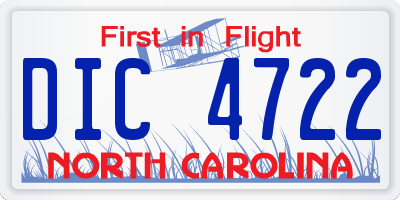 NC license plate DIC4722
