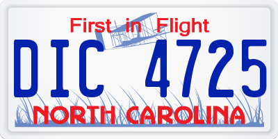 NC license plate DIC4725