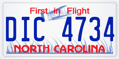 NC license plate DIC4734