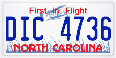 NC license plate DIC4736