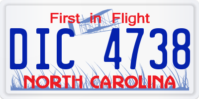 NC license plate DIC4738