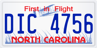 NC license plate DIC4756