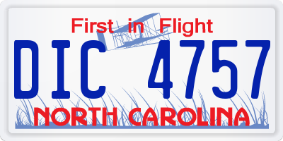NC license plate DIC4757