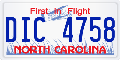 NC license plate DIC4758