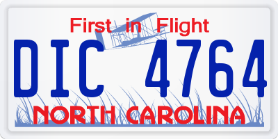 NC license plate DIC4764