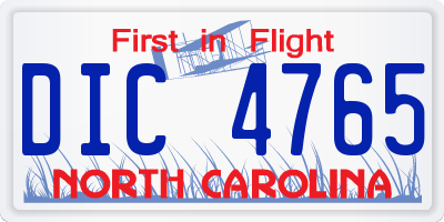 NC license plate DIC4765