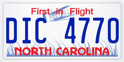 NC license plate DIC4770