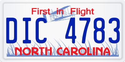 NC license plate DIC4783