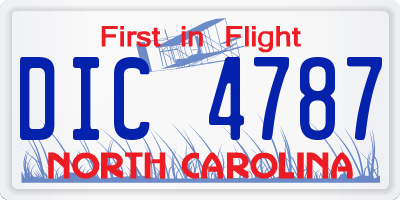 NC license plate DIC4787
