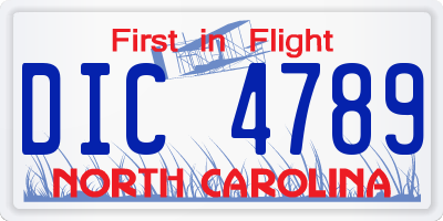 NC license plate DIC4789
