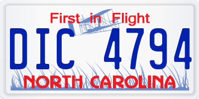 NC license plate DIC4794