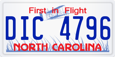 NC license plate DIC4796