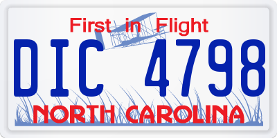 NC license plate DIC4798
