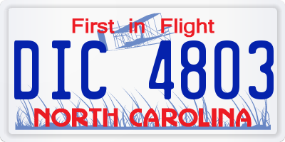 NC license plate DIC4803