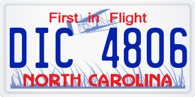 NC license plate DIC4806