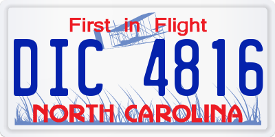 NC license plate DIC4816