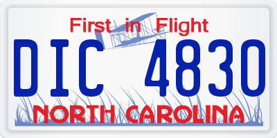 NC license plate DIC4830