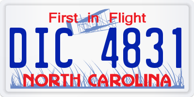 NC license plate DIC4831