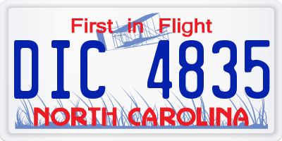 NC license plate DIC4835