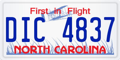 NC license plate DIC4837