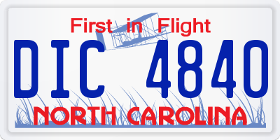 NC license plate DIC4840